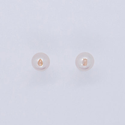 Multiverse - Classic 7mm CZ White Pearl Earrings (Champagne)