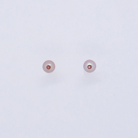 多重宇宙 簡約鋯石5mm紫珍珠耳環-暗紅色