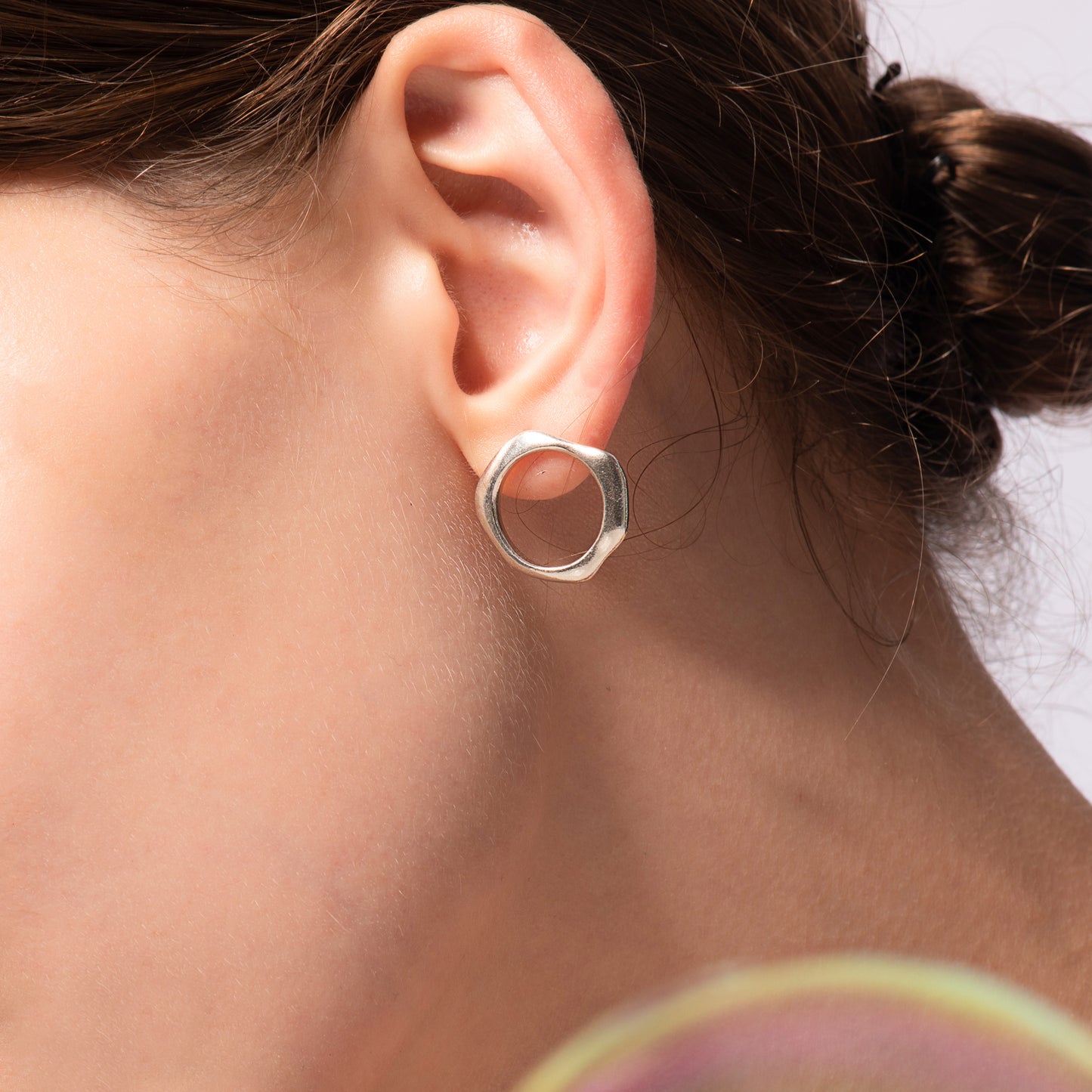 Bubble Nebula - Small Circle Earrings (Silver) 