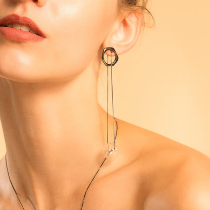 Bubble Nebula - Small Circle Earrings (Black Gold Plated)