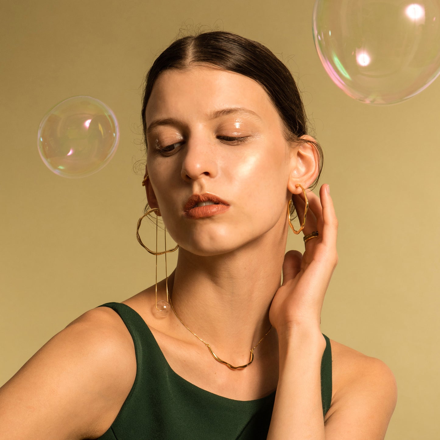 Bubble Nebula - Hoop Earrings (14K Gold Plated)