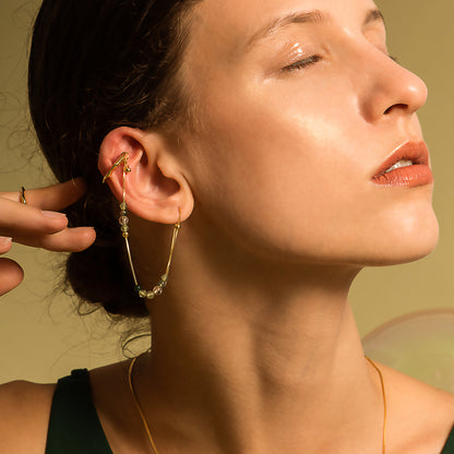 Bubble Nebula - Hoop Ear Cuff + Beading Threader Earring (Gold Plated) 