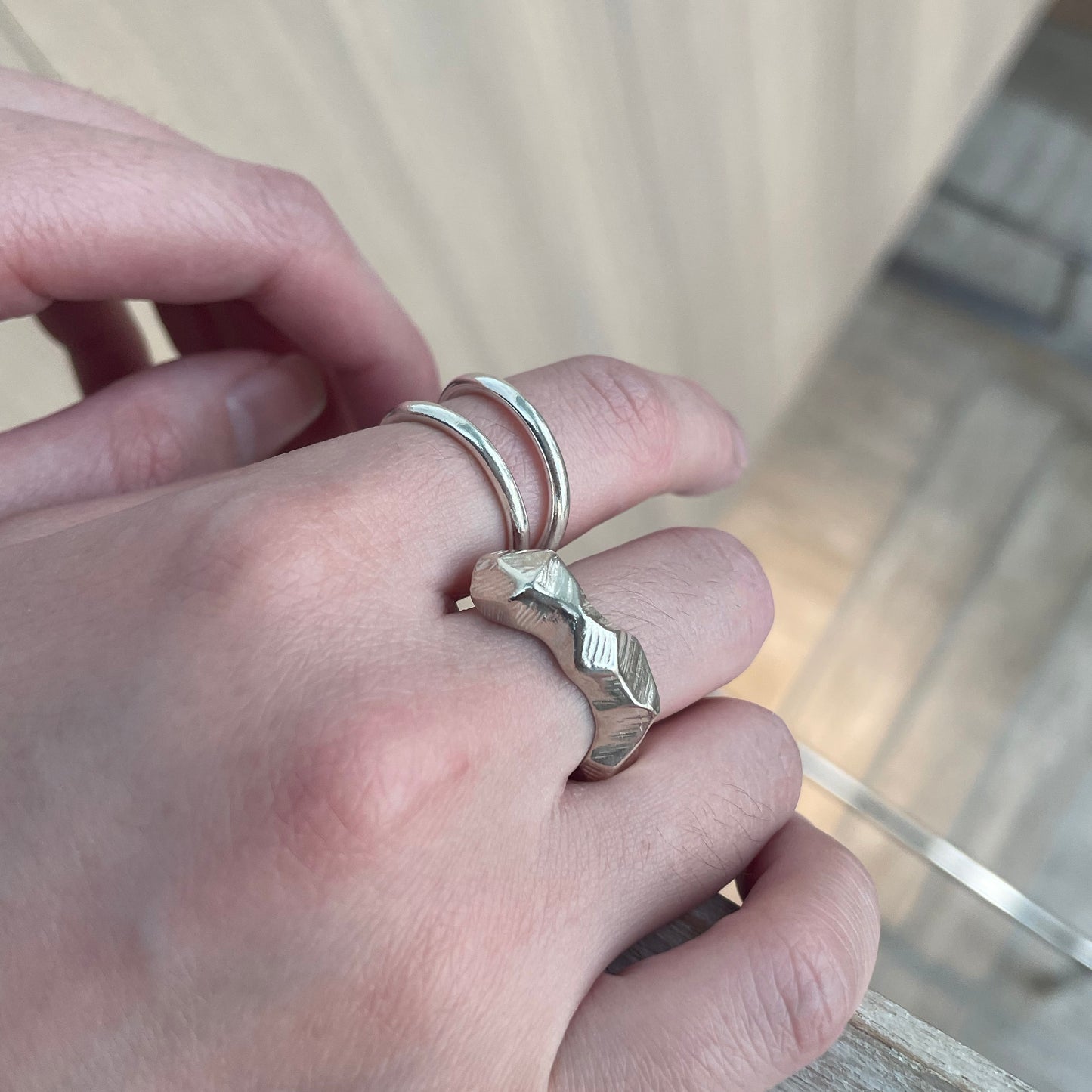 Meteor - Lost Stars Silver Two Fingers Ring (Silver)