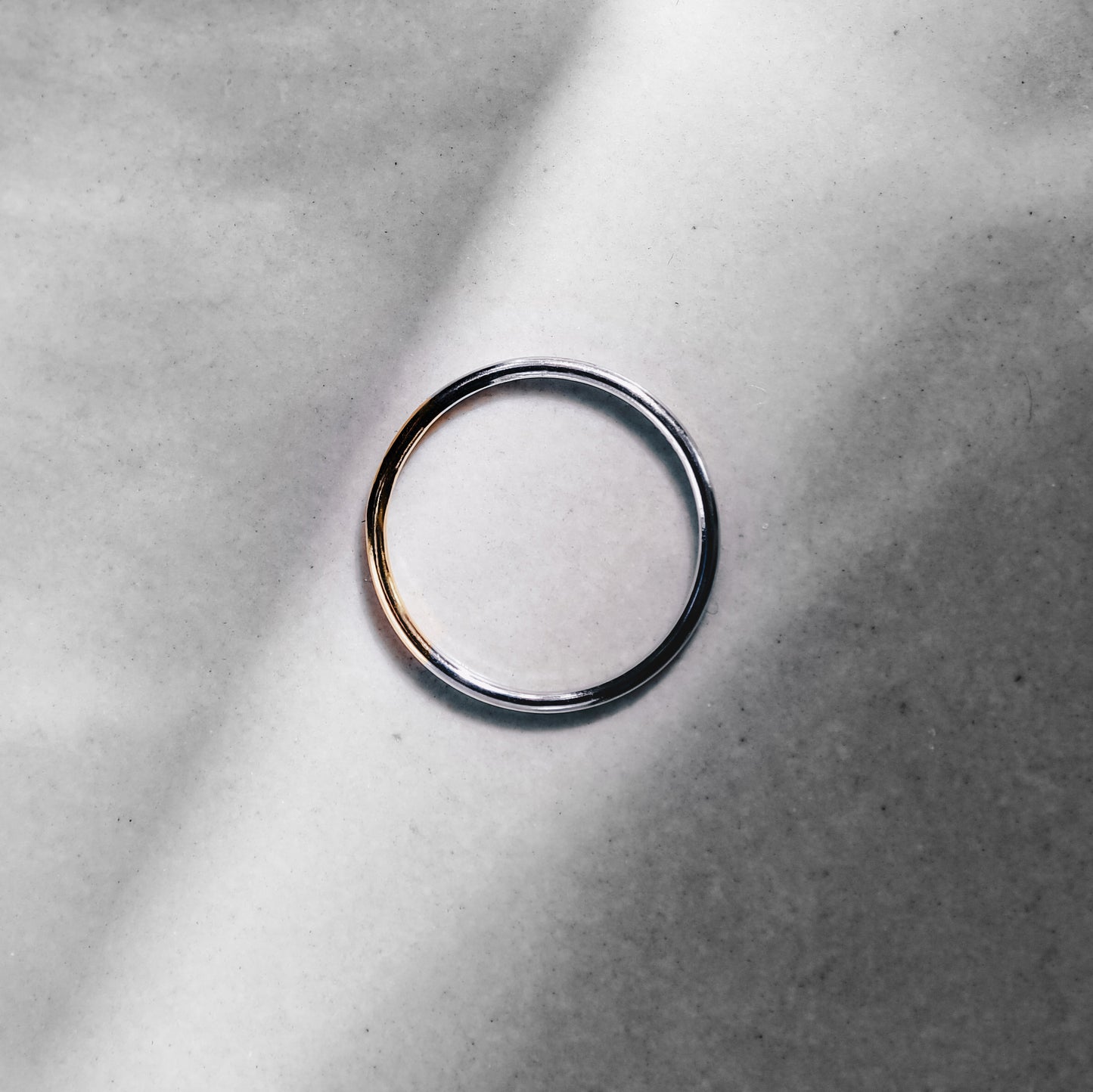 Luna - Moon Light Thread Silver Ring (Yellow+White Gold Plated) 