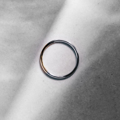 Luna - Moon Light Thread Silver Ring (Yellow+White Gold Plated) 