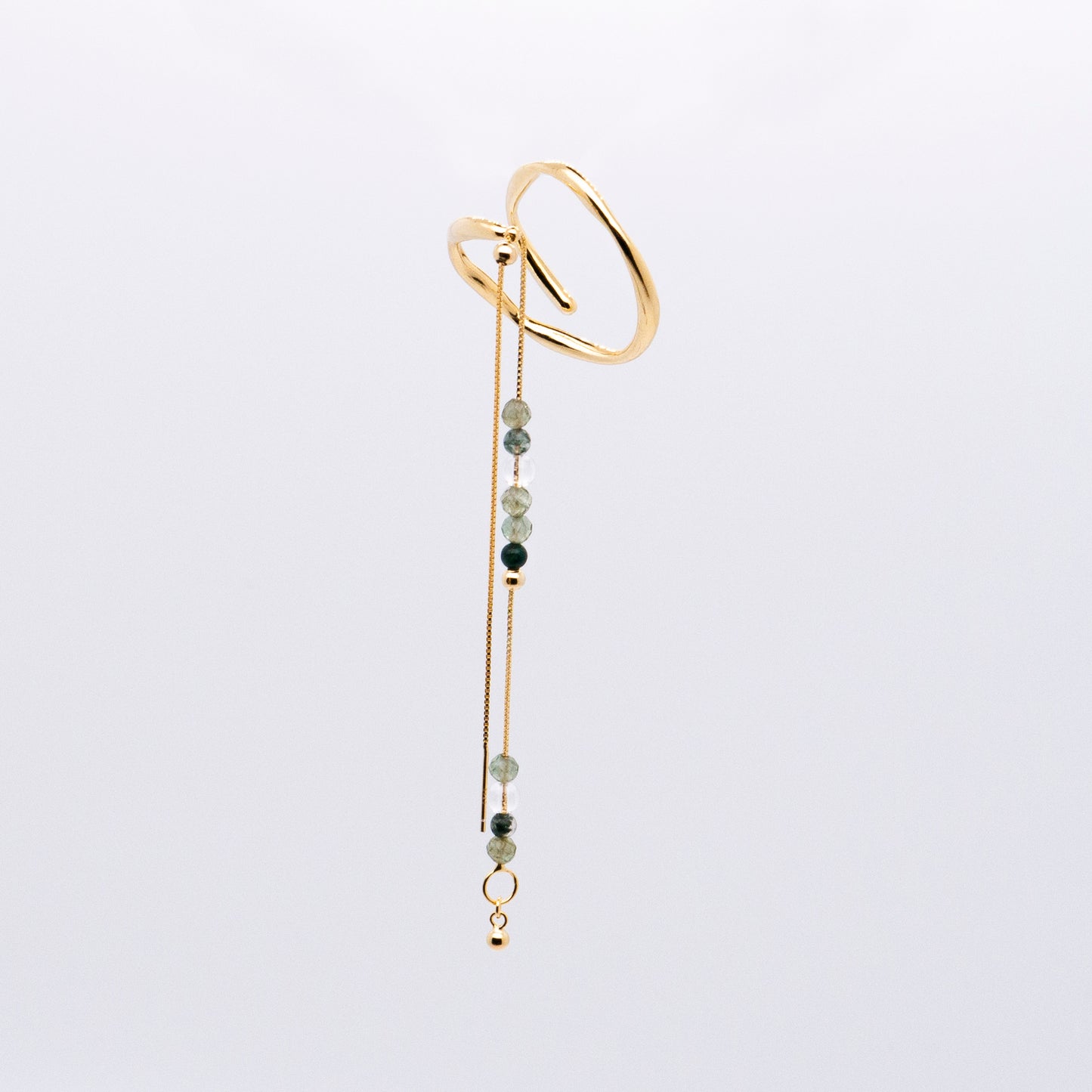 Bubble Nebula-Double Hoop Ear Cuff+Beading Threader Earring (Gold Plated)