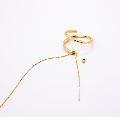 Bubble Nebula-Double Hoop Ear Cuff+Bubble Threader Earring (Gold Plated)