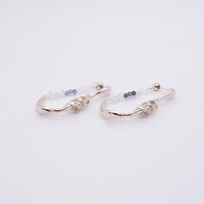 Space Ice - Herkimer Diamond Hoop Earrings (Silver)