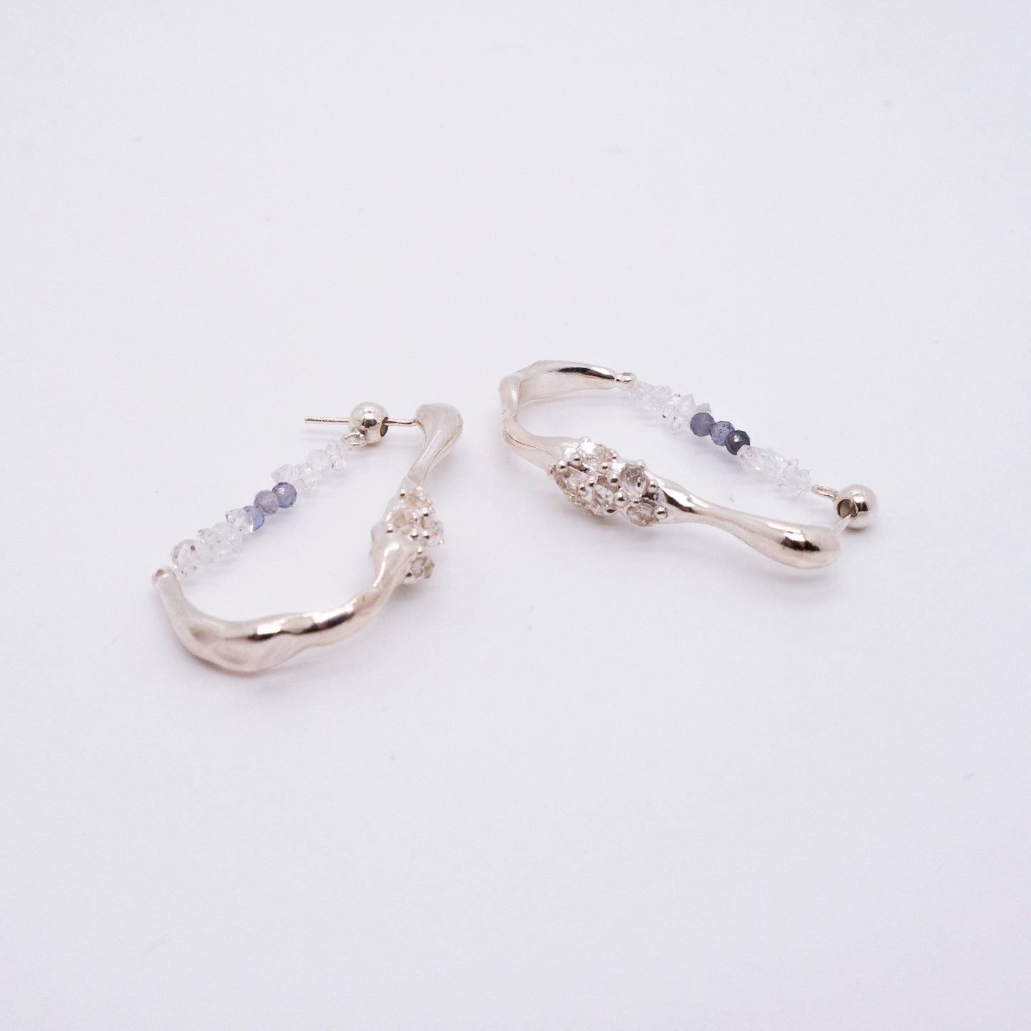 Space Ice - Herkimer Diamond Hoop Earrings (Silver)