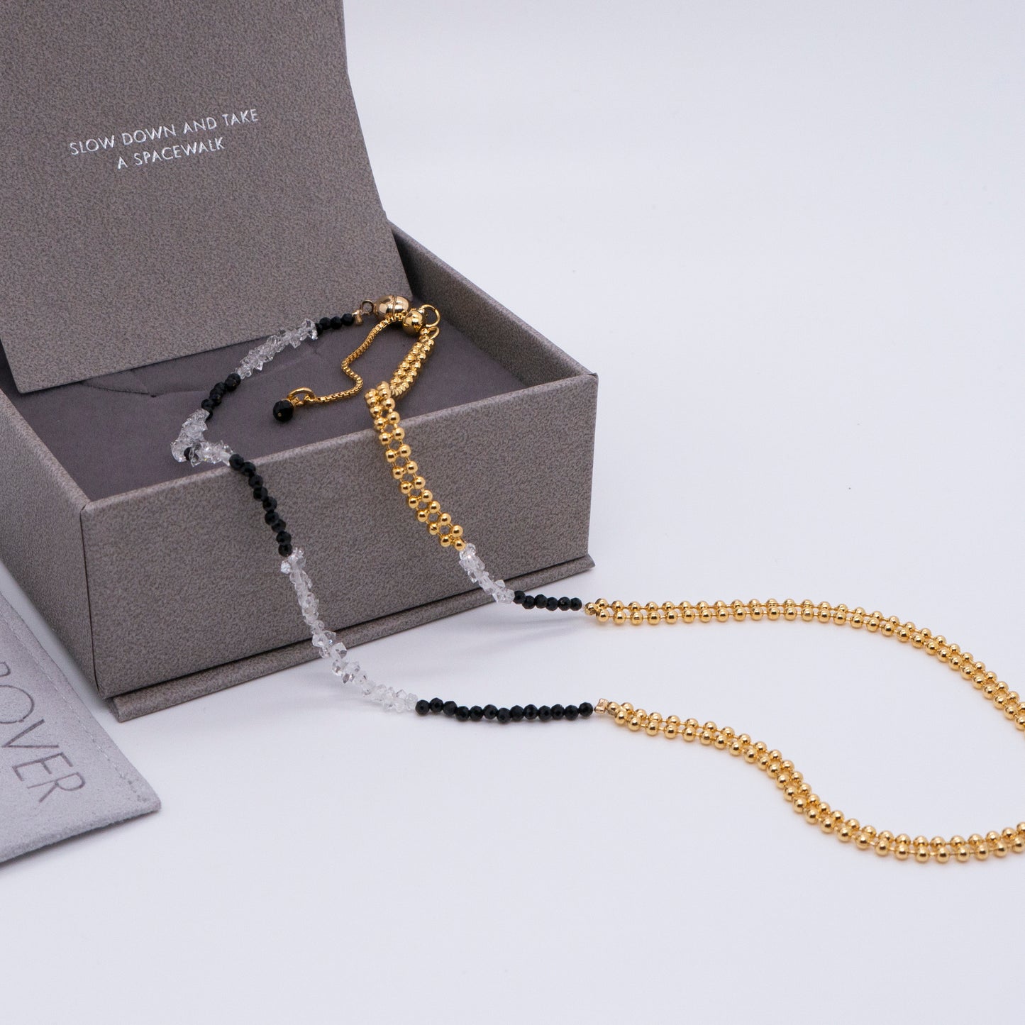 Space Ice - Beaded Chain Necklace / Bracelet (18K Gold Plated) 