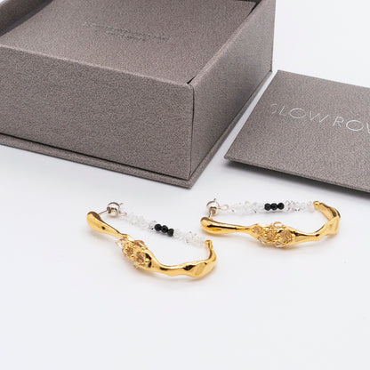 Space Ice - Herkimer Diamond Hoop Earrings (18K Gold Plated) 