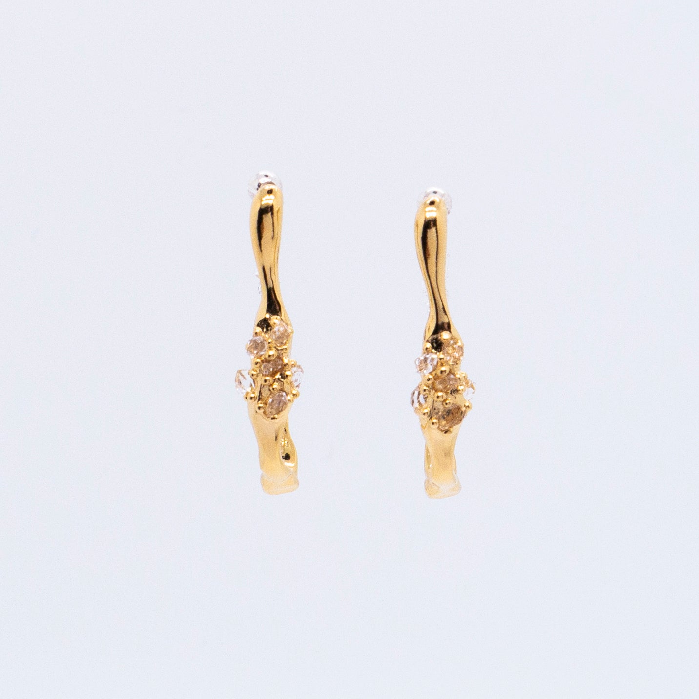 Space Ice - Herkimer Diamond Hoop Earrings (18K Gold Plated) 