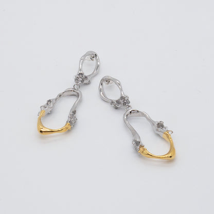 Space Ice - Herkimer Diamond Drop Earrings - L (White & 18K Gold Plated)