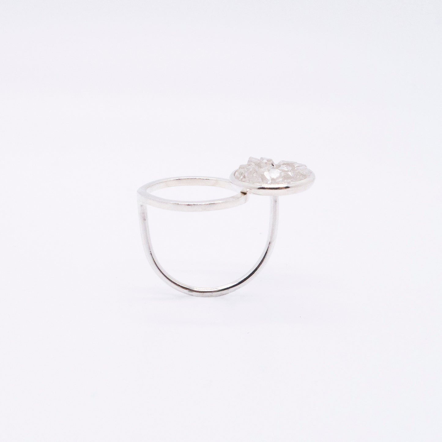 Space Ice - Magenta Mist - Glacial Lake Herkimer Diamond Ring (Silver)