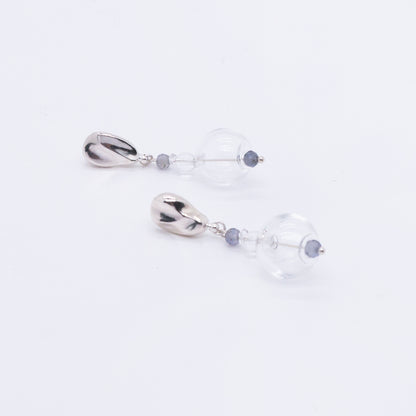 Space Ice - Magenta Mist - Glass Bubble Iolite Earrings (Silver)