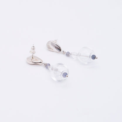 Space Ice - Magenta Mist - Glass Bubble Iolite Earrings (Silver)