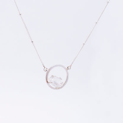 Space Ice - Magenta Mist - Glacial Lake Herkimer Diamond Necklace (Silver)