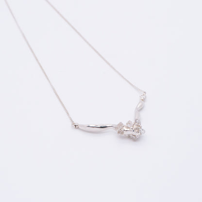 Space Ice - Magenta Mist - Herkimer Diamond V Necklace (Silver)