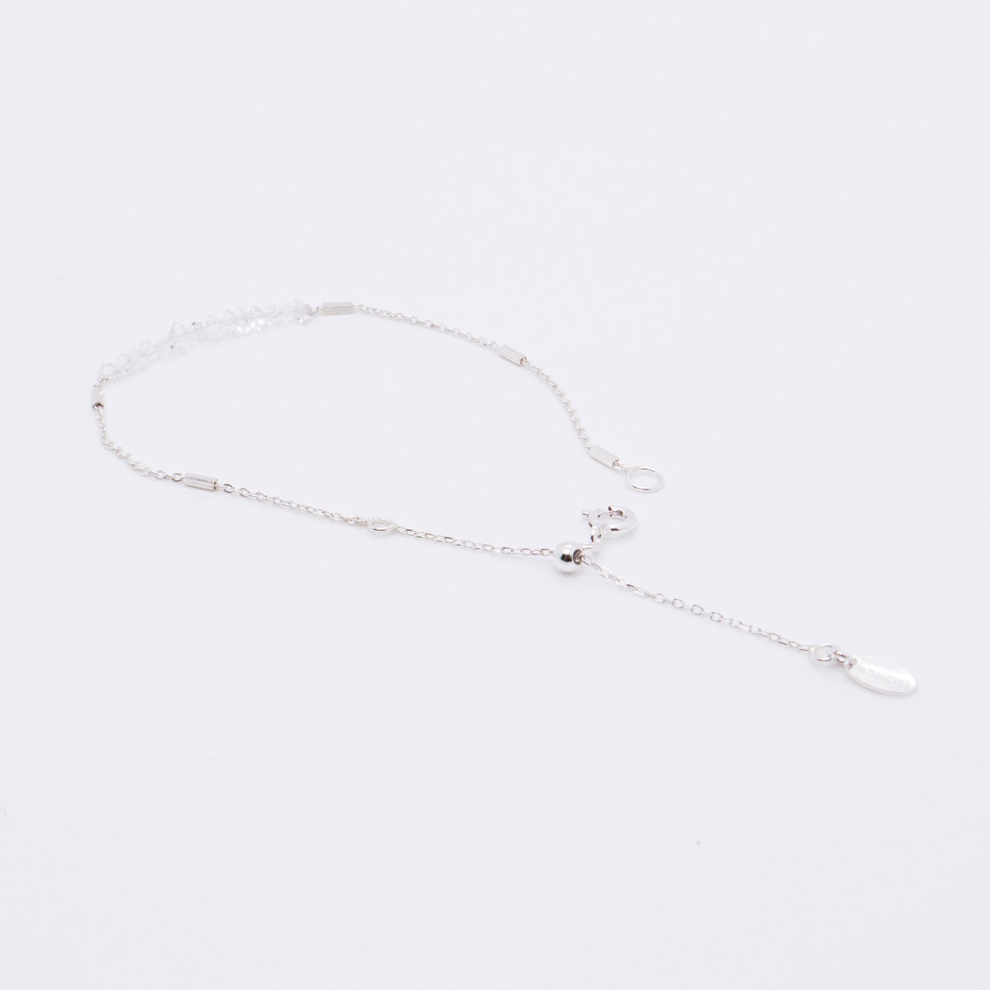 Space Ice - Magenta Mist - Herkimer Diamond Dainty Bracelet (Silver)