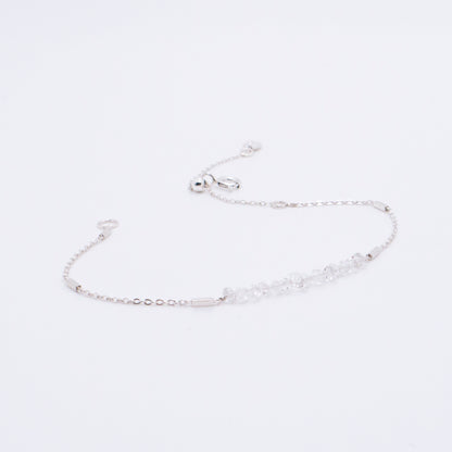 Space Ice - Magenta Mist - Herkimer Diamond Dainty Bracelet (Silver)