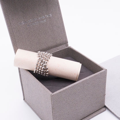 Space Ice - Double Beaded Chain Ring (White Gold Plated) 