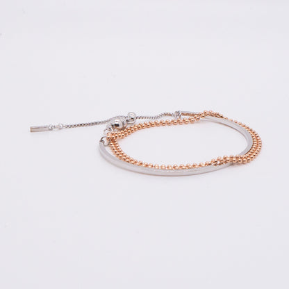 Space Ice - Magenta Mist - Double Colour Beaded Chain Bracelet (Rose Gold + White Gold Plated)