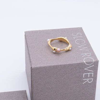 Multiverse - Flowing Baby Pearl Ring (18K Gold Plated)