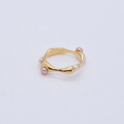 Multiverse - Flowing Baby Pearl Ring (18K Gold Plated)