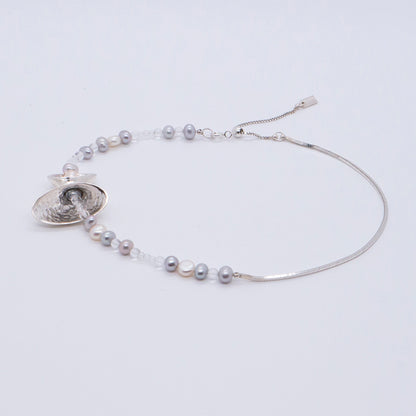 Multiverse - Wormhole Pearl Bracelet / Necklace (Silver) 