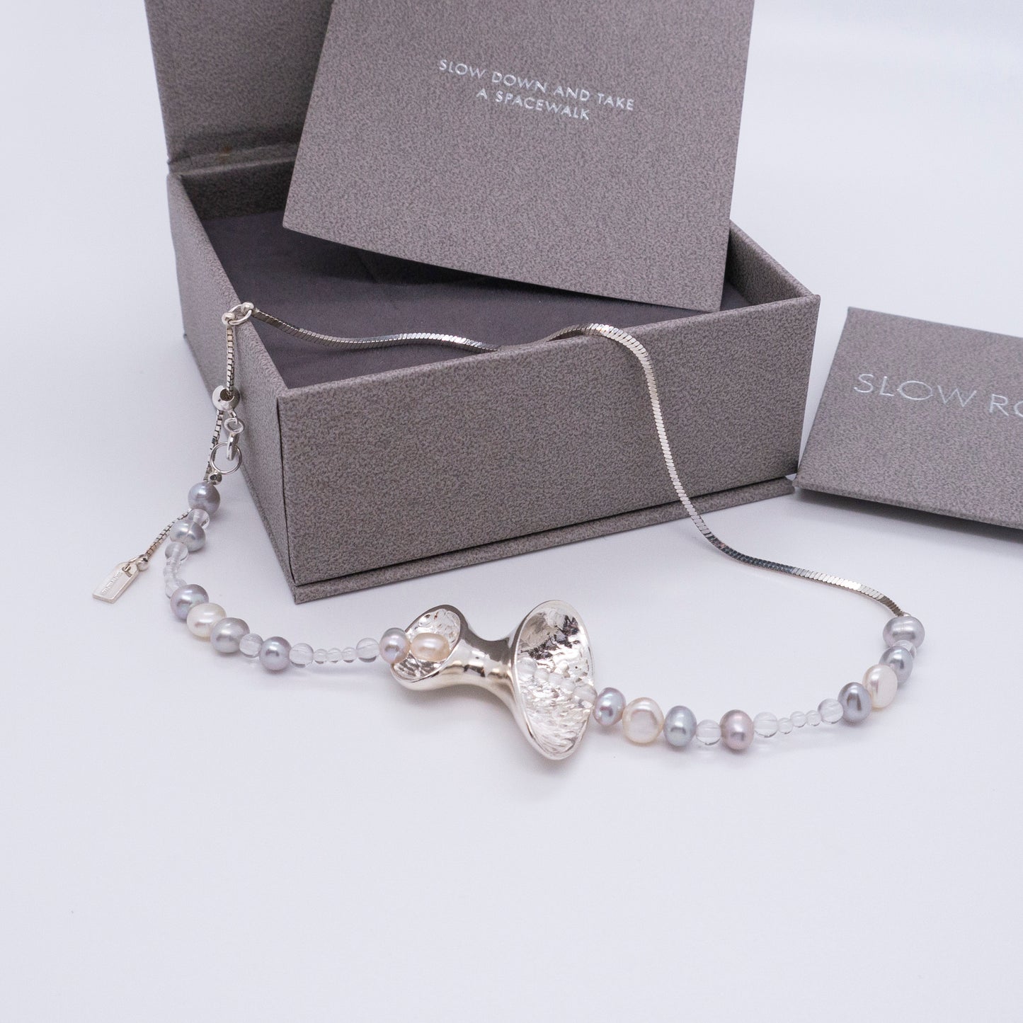 Multiverse - Wormhole Pearl Bracelet / Necklace (Silver) 