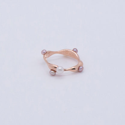 Multiverse - Flowing Baby Pearl Ring (Rose Gold Plated) 