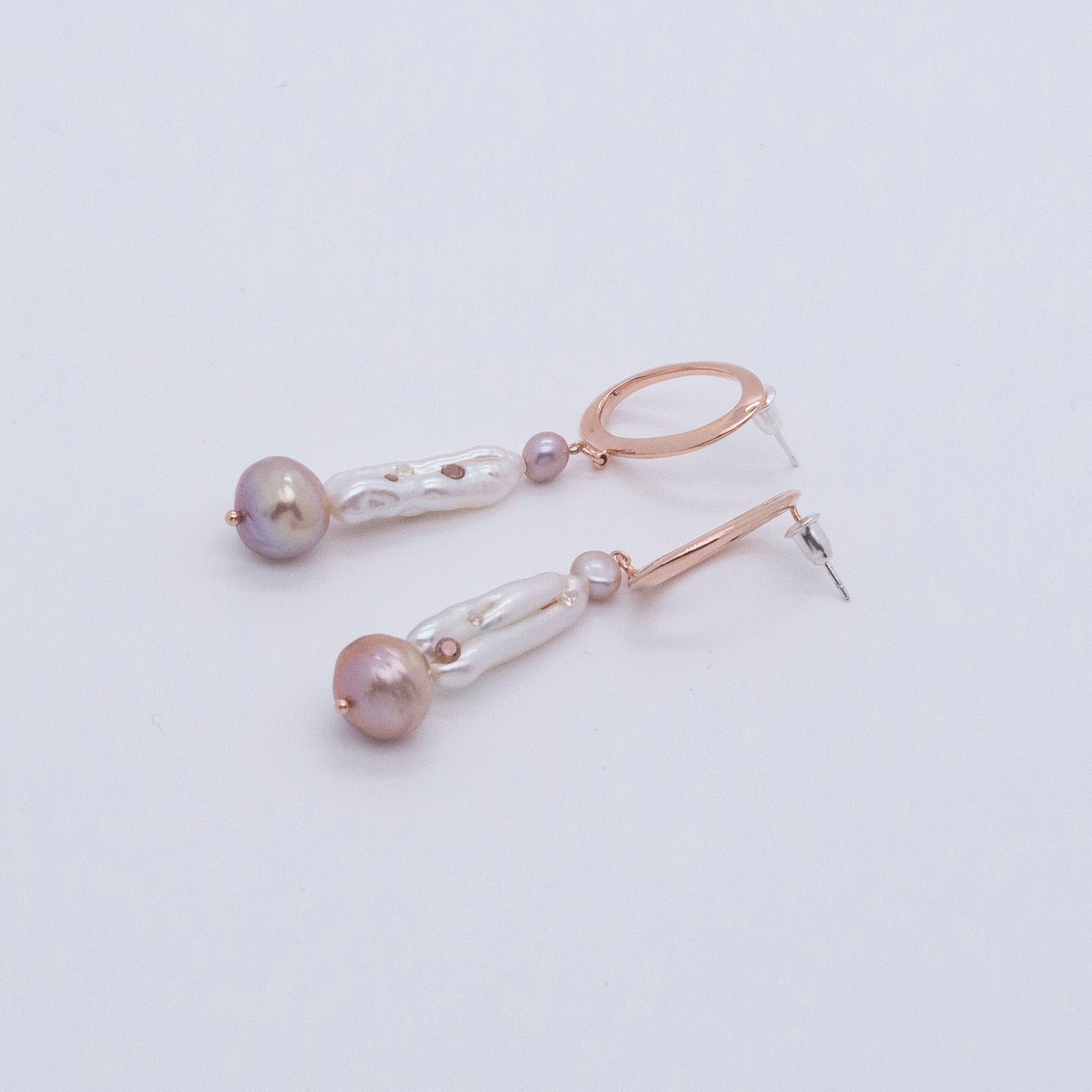 Multiverse - Baroque Pearl Drop Earrings (Rose Gold Plated)