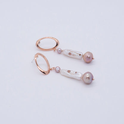 Multiverse - Baroque Pearl Drop Earrings (Rose Gold Plated)