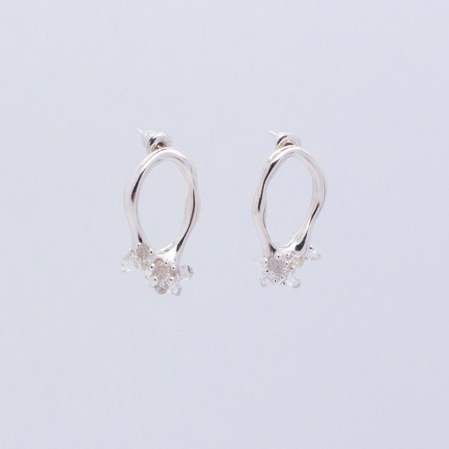 Space Ice - Small Herkimer Diamond Earrings (Silver)