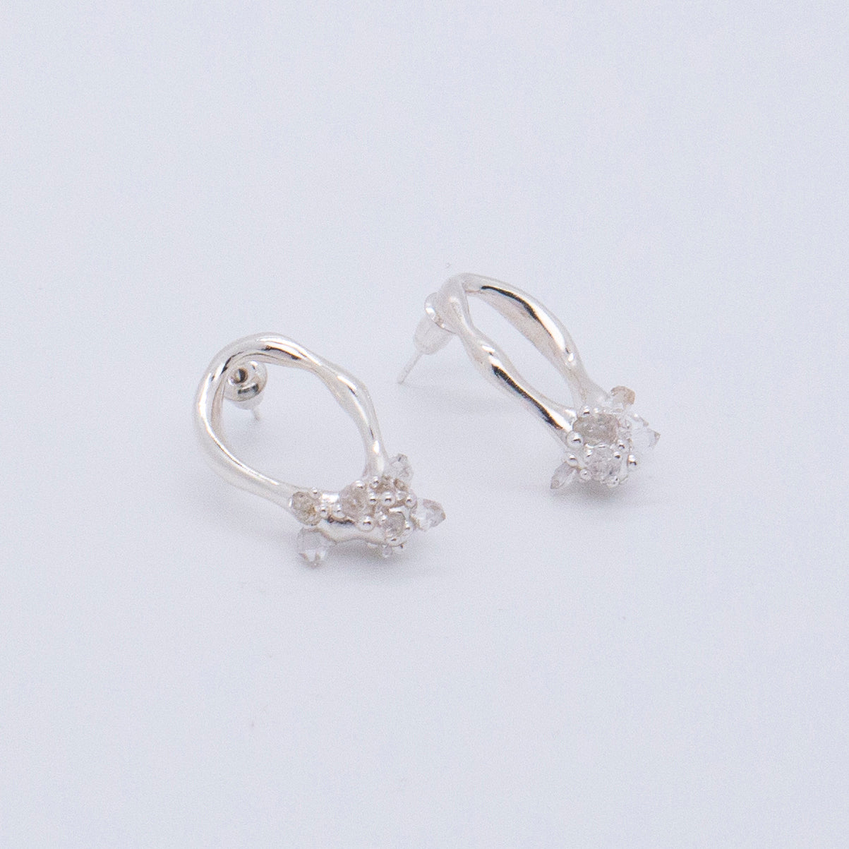 Space Ice - Small Herkimer Diamond Earrings (Silver)