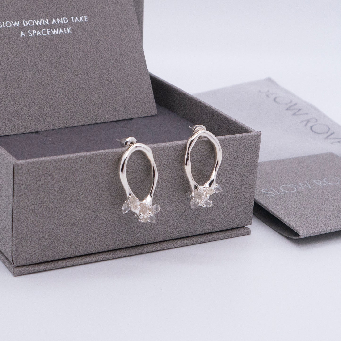 Space Ice - Small Herkimer Diamond Earrings (Silver)