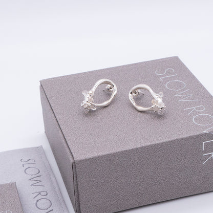 Space Ice - Small Herkimer Diamond Earrings (Silver)