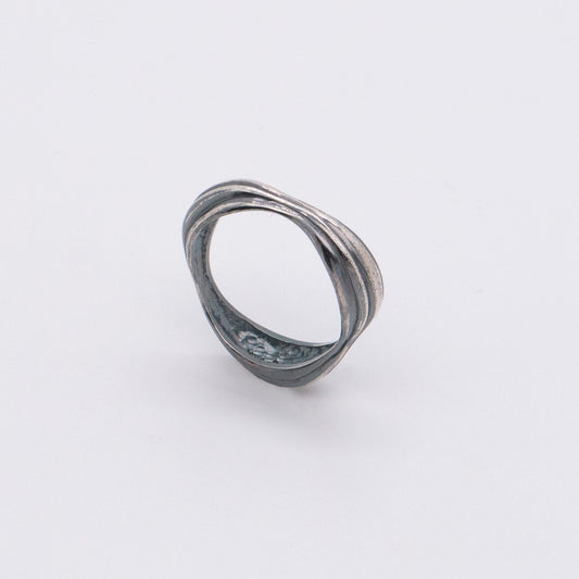 Solar Flares - Coronal Rain Ring (Oxidised Silver)