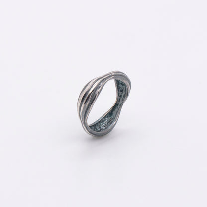 Solar Flares - Coronal Rain Ring (Oxidised Silver)