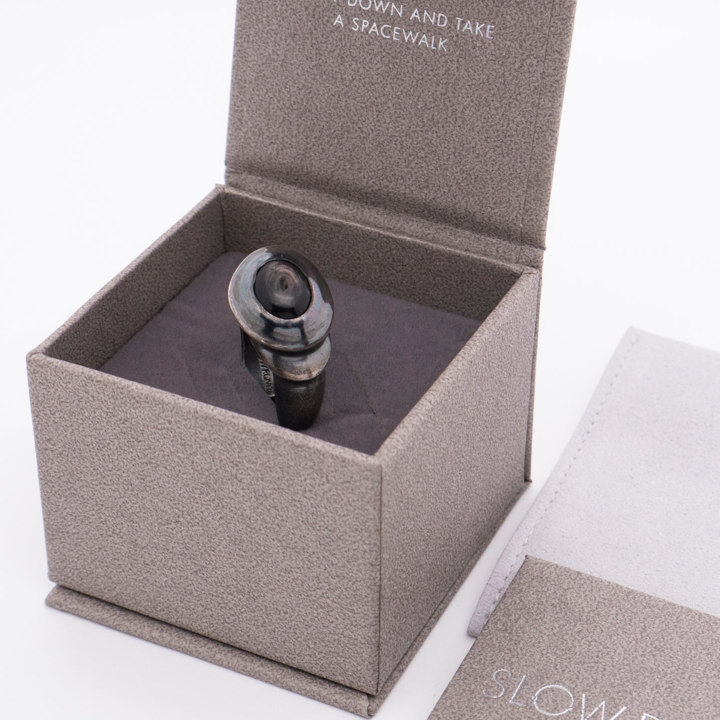 Solar Flares - Sunspots Hypersthene Ring / Ear Cuff (Oxidised Silver)