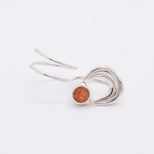 Solar Flares - Prominence Sunstone Double Finger Ring (Silver)