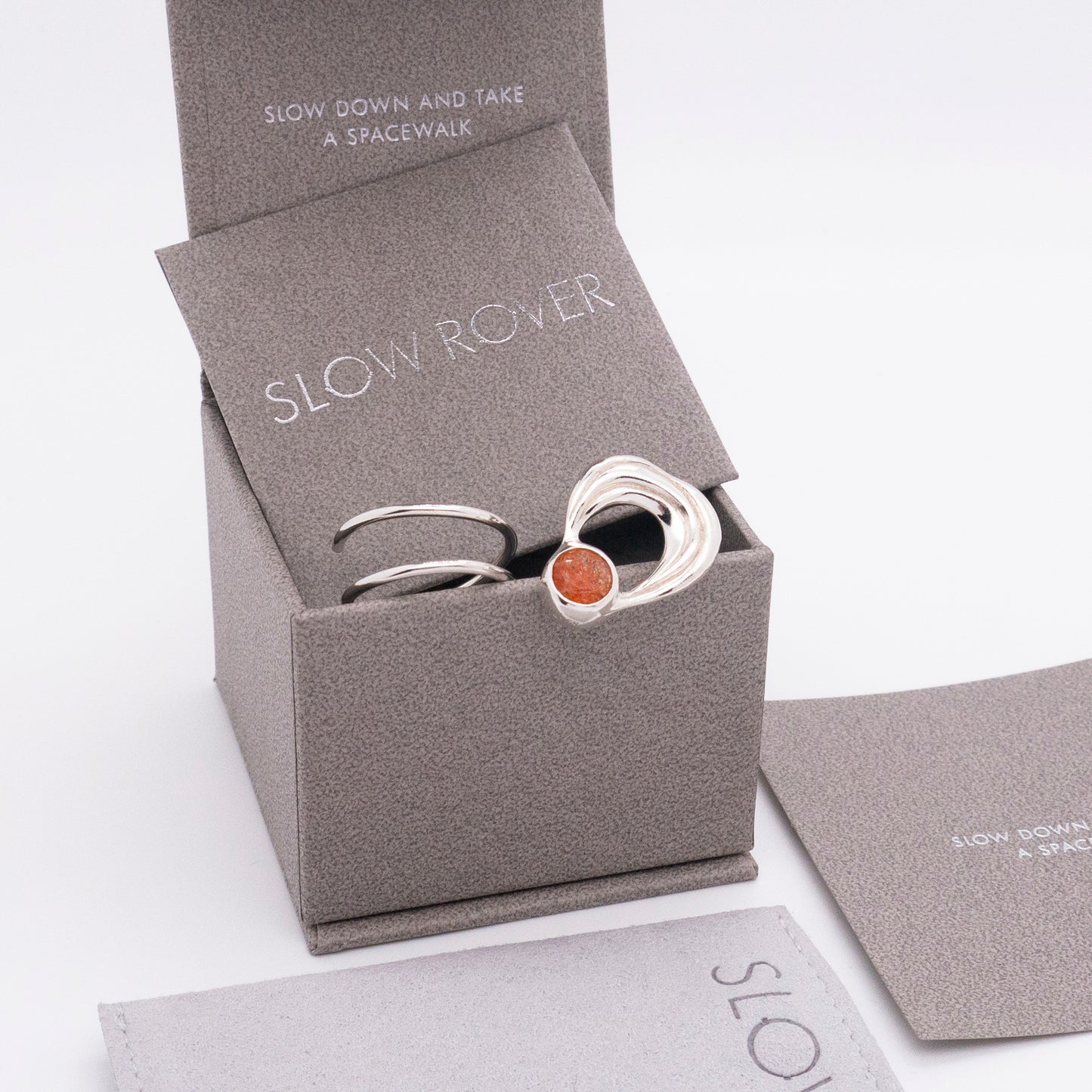 솔라 플레어 프로미넌스 선스톤 더블 링 - 스털링 실버