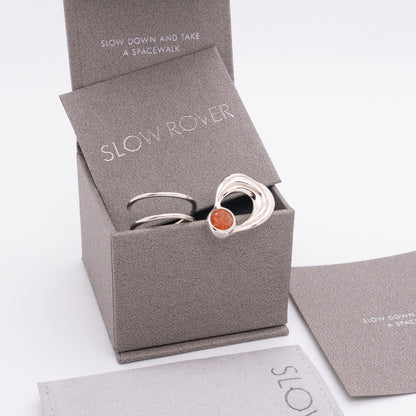 솔라 플레어 프로미넌스 선스톤 더블 링 - 스털링 실버