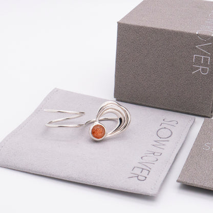 솔라 플레어 프로미넌스 선스톤 더블 링 - 스털링 실버