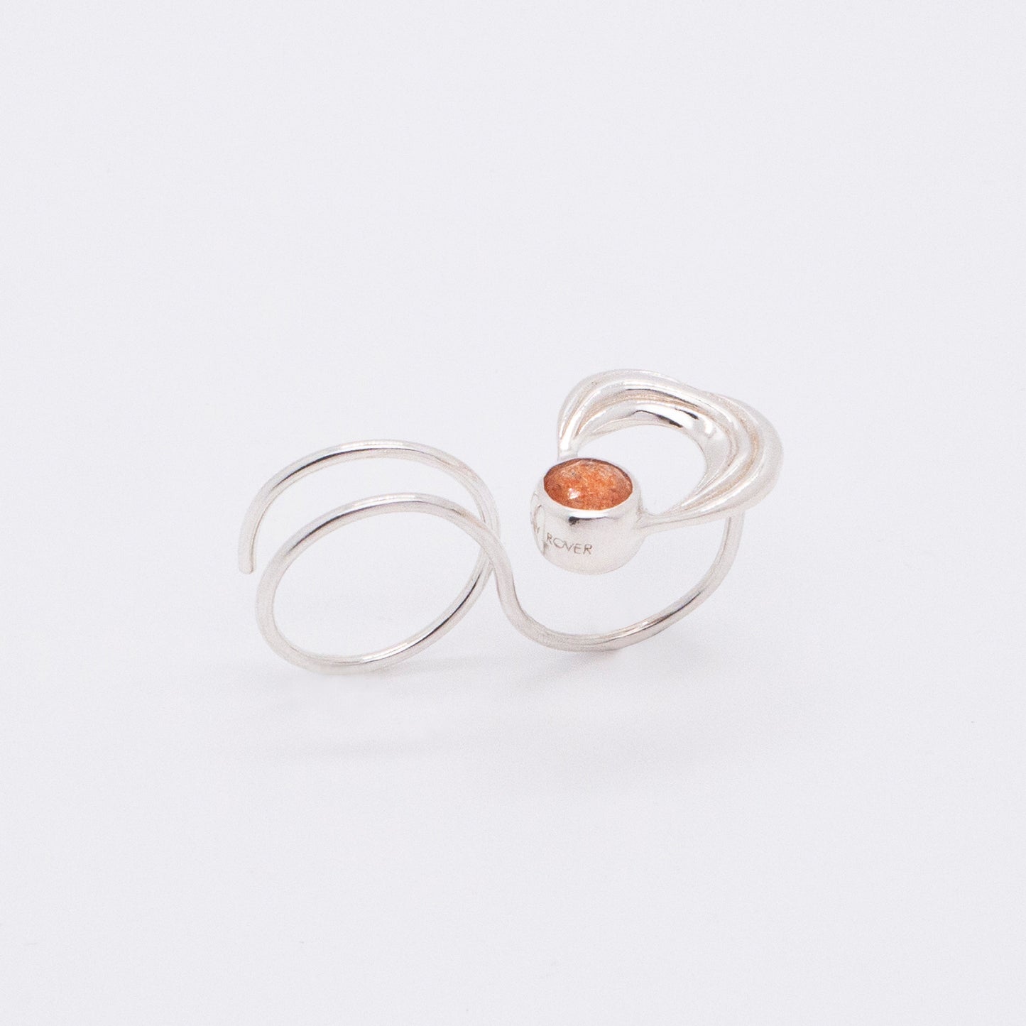 솔라 플레어 프로미넌스 선스톤 더블 링 - 스털링 실버