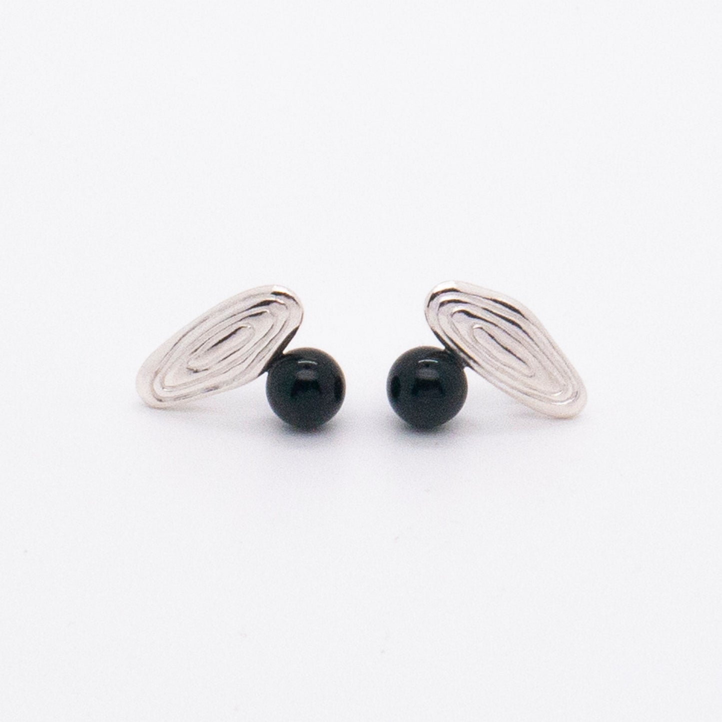 Solar Flares - Sunspots Black Agate Earrings (Silver)