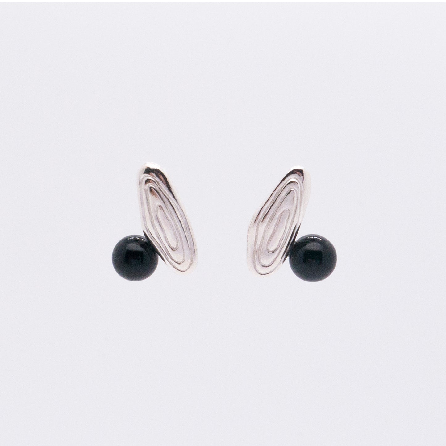 Solar Flares - Sunspots Black Agate Earrings (Silver)
