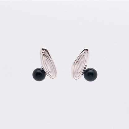 Solar Flares - Sunspots Black Agate Earrings (Silver)