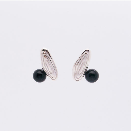 Solar Flares - Sunspots Black Agate Earrings (Silver)