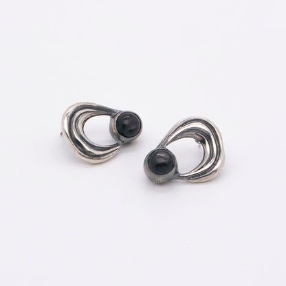 Solar Flares - Prominence Hypersthene Earrings (Oxidised Silver)